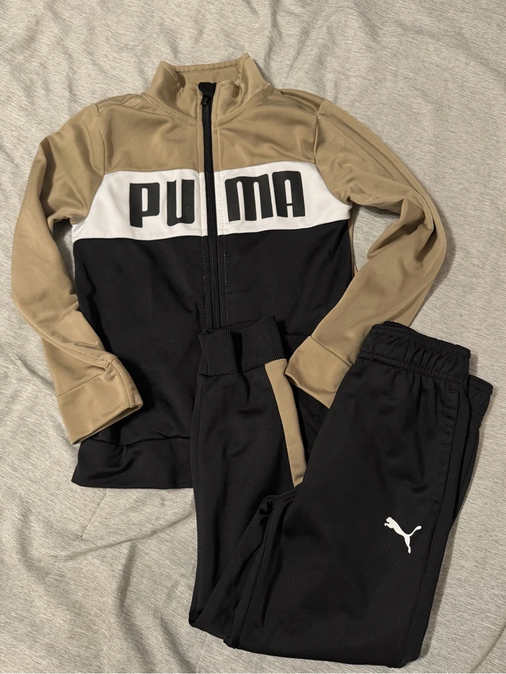 Puma Black & Tan Colorblock Track Jacket with Matching Pants
